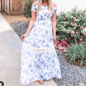 Blue and White Maxi